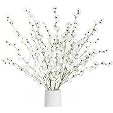 ICBOX 43.3in White Delphinium Artificial Flowers 5pcs Faux Snapdragon Flowers Long Stem Silk Flowers for Vase Table Centerpiece Home Wedding Party Garden Decoration(White)