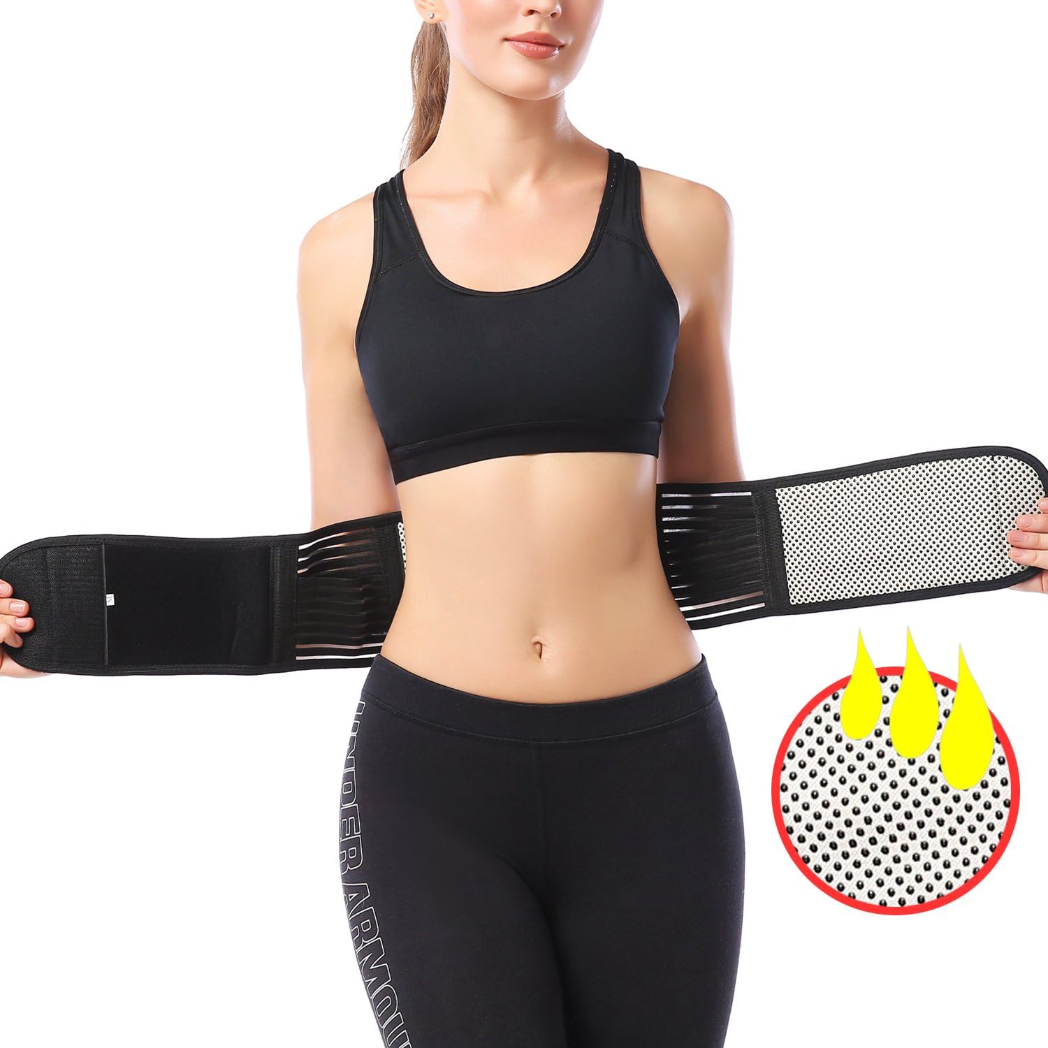 KOOCHY Lumbar Support Back Brace - Back Support Massage Belt with Self-Heating Magnetic Therapy - Helps Relieve Lower Back Pain and Stress