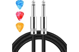 Aqdocvf Guitar Cable Guitar Cord 15ft AMP Cord for Bass & Electric Guitars/Keyboard/Mandolin TS 1/4 Inch Instrument Cable, Pr