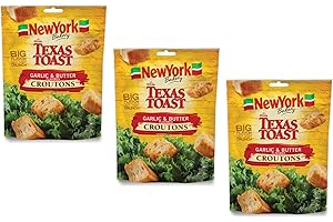 SMILING SWEETS New York Bakery - The Original Texas Toast - Garlic and Butter Flavored Croutons - Pack of 3 - Big Flavor with a Light, Crispy Crunch - Made From Real French Bread