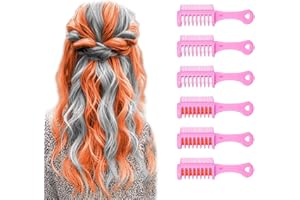 New Hair Chalk Comb, Washable Temporary Hair Color Dye for Birthday Party Christmas, Halloween (White, Orange)
