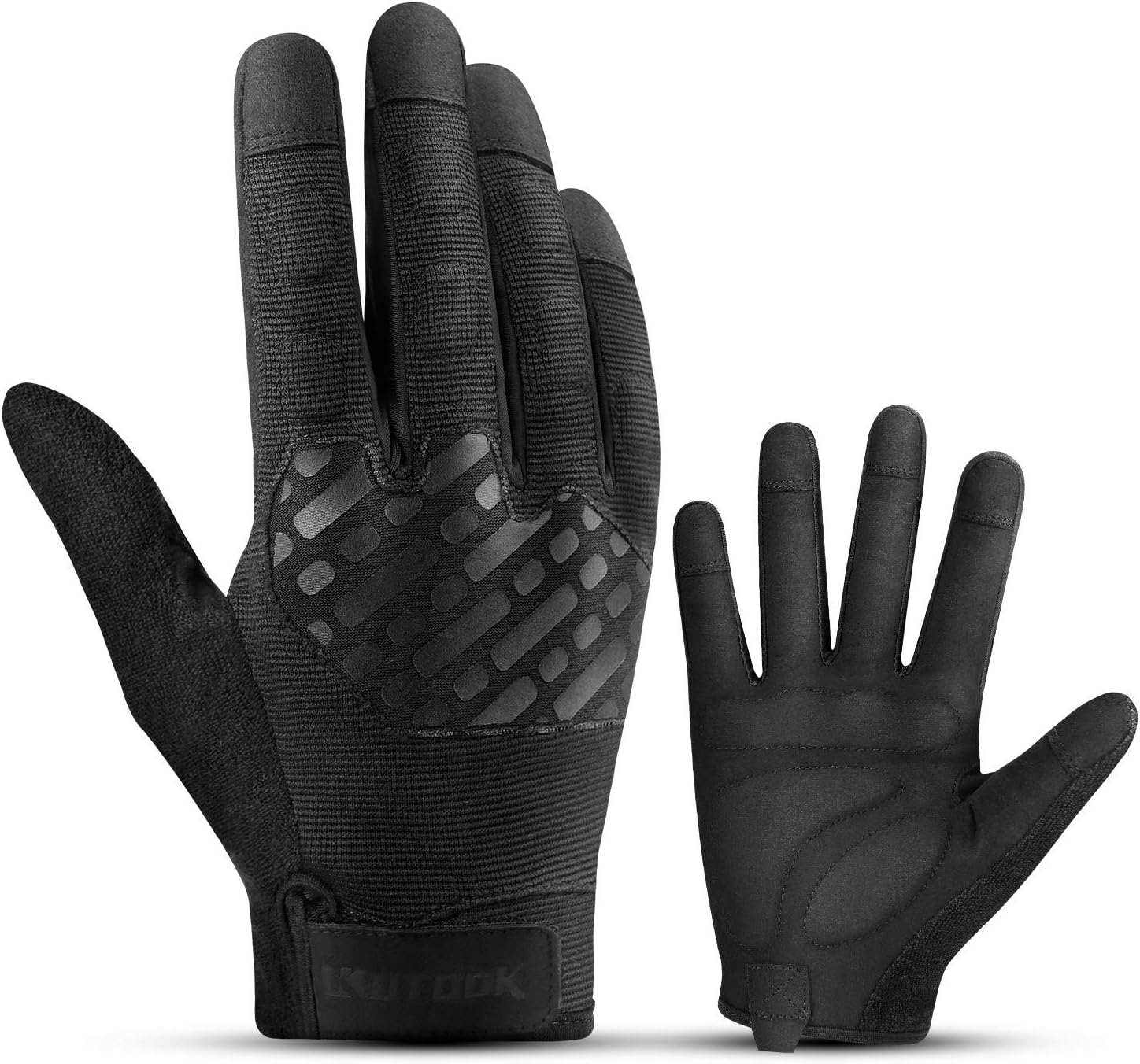 Kutook Work Gloves Mechanics Mens Car Working Safety Gardening Full Finger Gel Padded Cycling Bike Black M