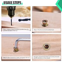 Twidec/50PCS 1/4"-20 Threaded Inserts for Wood