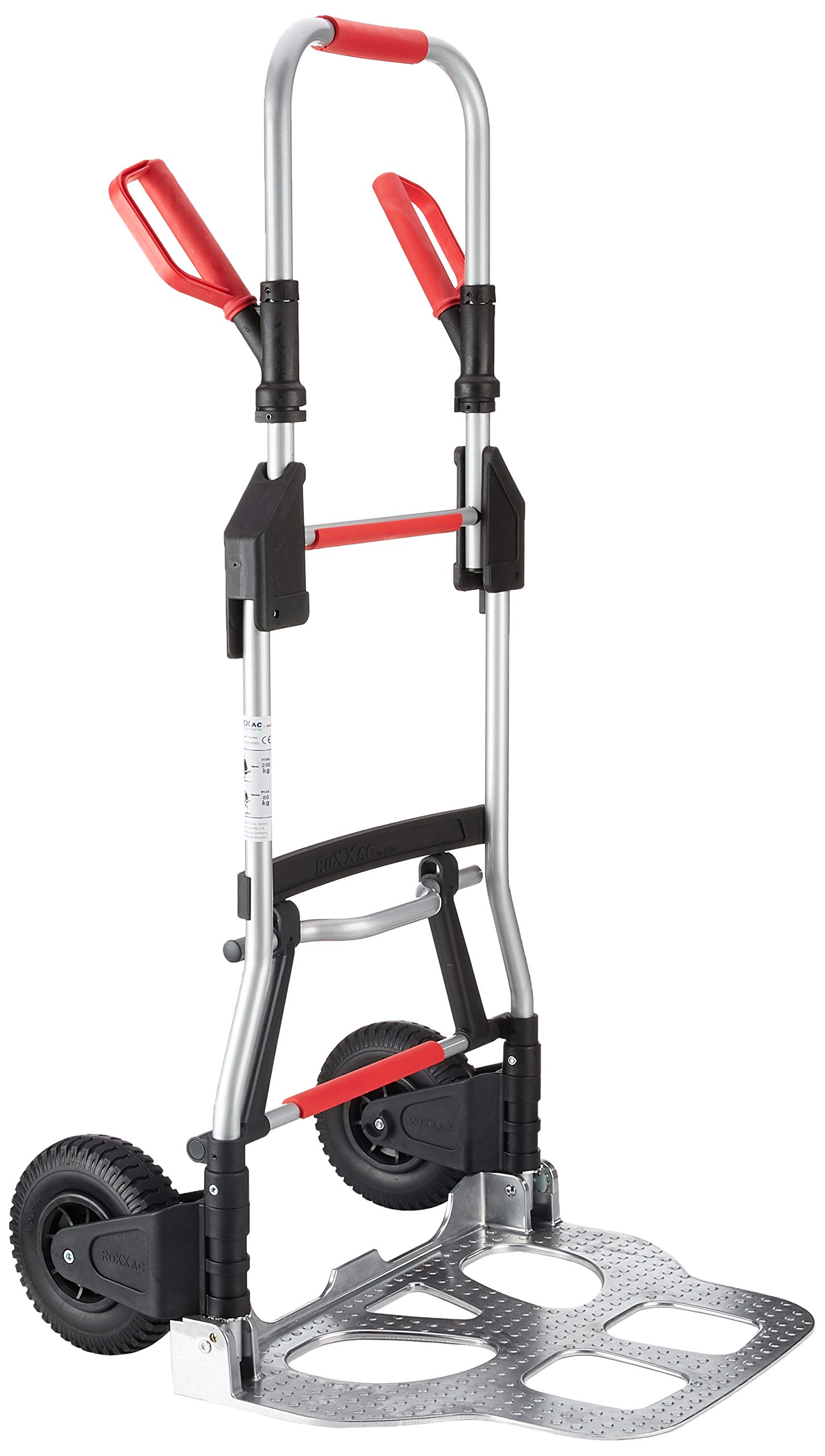 RuXXac Jumbo 2239-61V3 Folding Trolley, Capacity 250 kg, Heavy-Duty Trolley, Foldable, Space Saving, Easy to store, Perfect for Industrial Use, Handles with Hand Protection, Aluminium Shelf
