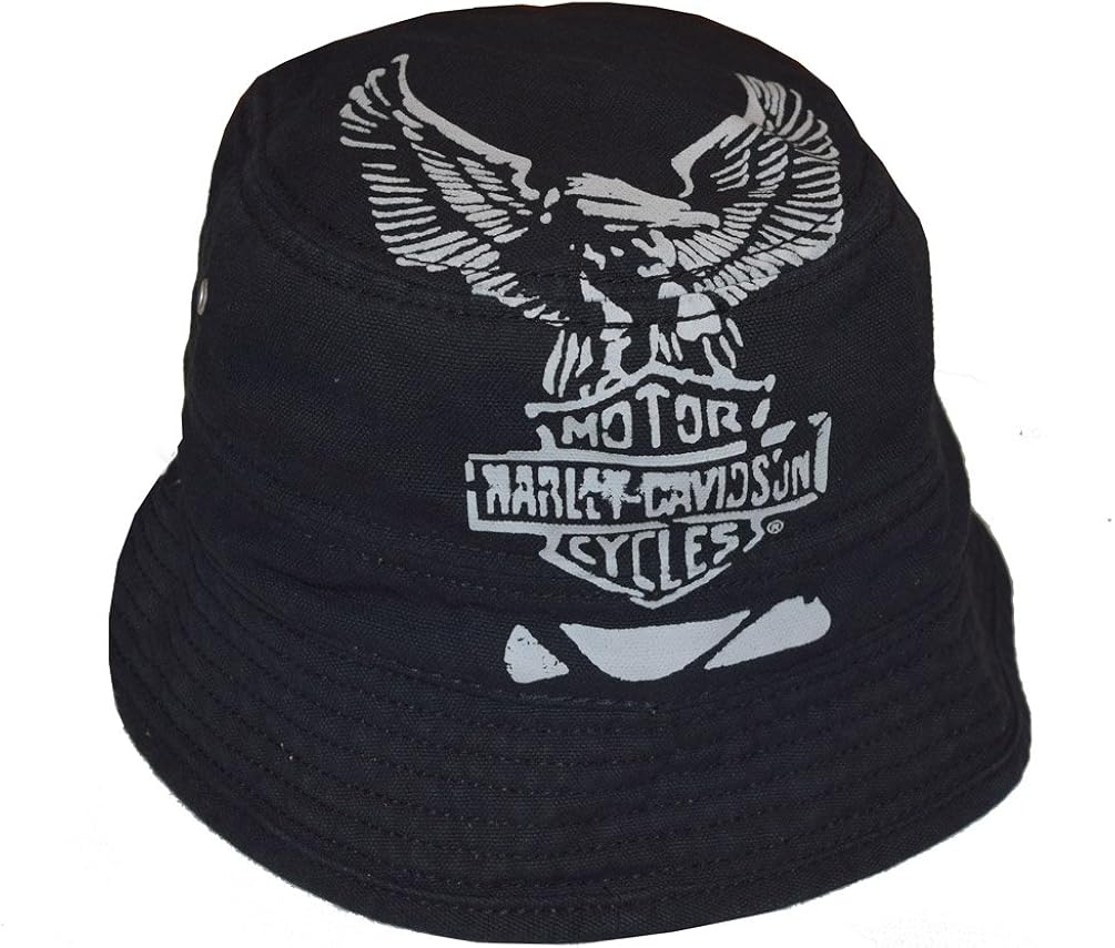 HarleyDavidson Upwing Eagle Bucket Hat Black Hd402 Foldable Cotton LG/XL Amazon.in