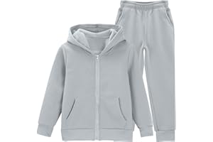 Kids Zip up Sweatshirt Sweatpant Set 2 Piece Athletic Sweat Suit Soft Fleece Hoodie + Jogger Pants for Boys Girls