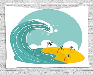 Amazon Com Youxianhome Graphic Beach Tapestry Diy Big Wave