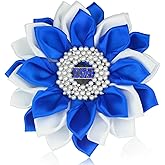 Keeblon ZPB Sorority Gift for Women Pearl ZPB Brooch Pin 1920 Finer Women Jewelry Greek Sisterhood Gift (Satin 5.5" Flower Sorority Pin)
