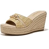 GotSoft Women's Open Toe Wedge Espadrilles Sandals Chain Slip On Slides Platform Sandal Summer Shoes