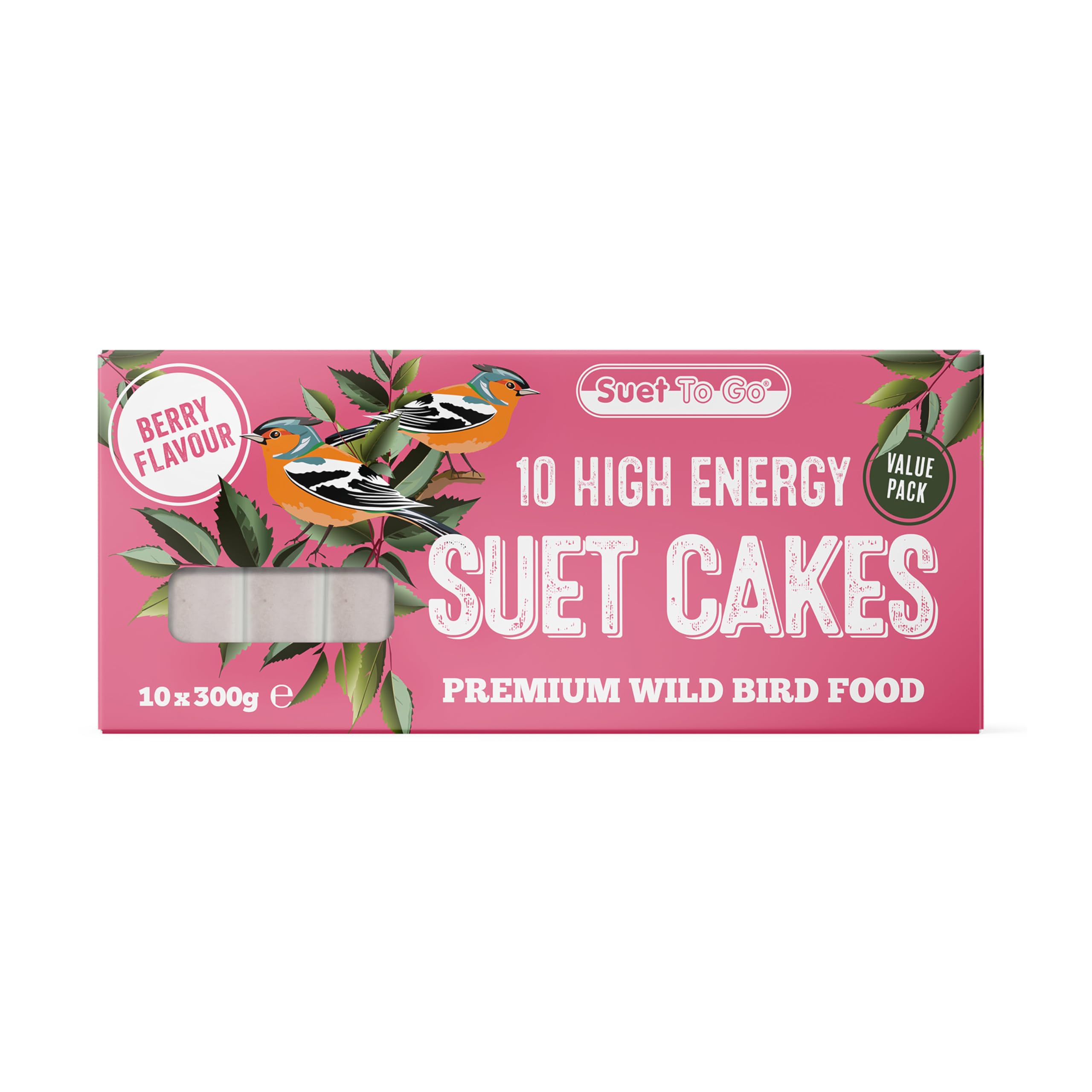 Suet To Go Berry Suet Block Wild Bird Treat, 10 x 300 g,Packaging may vary