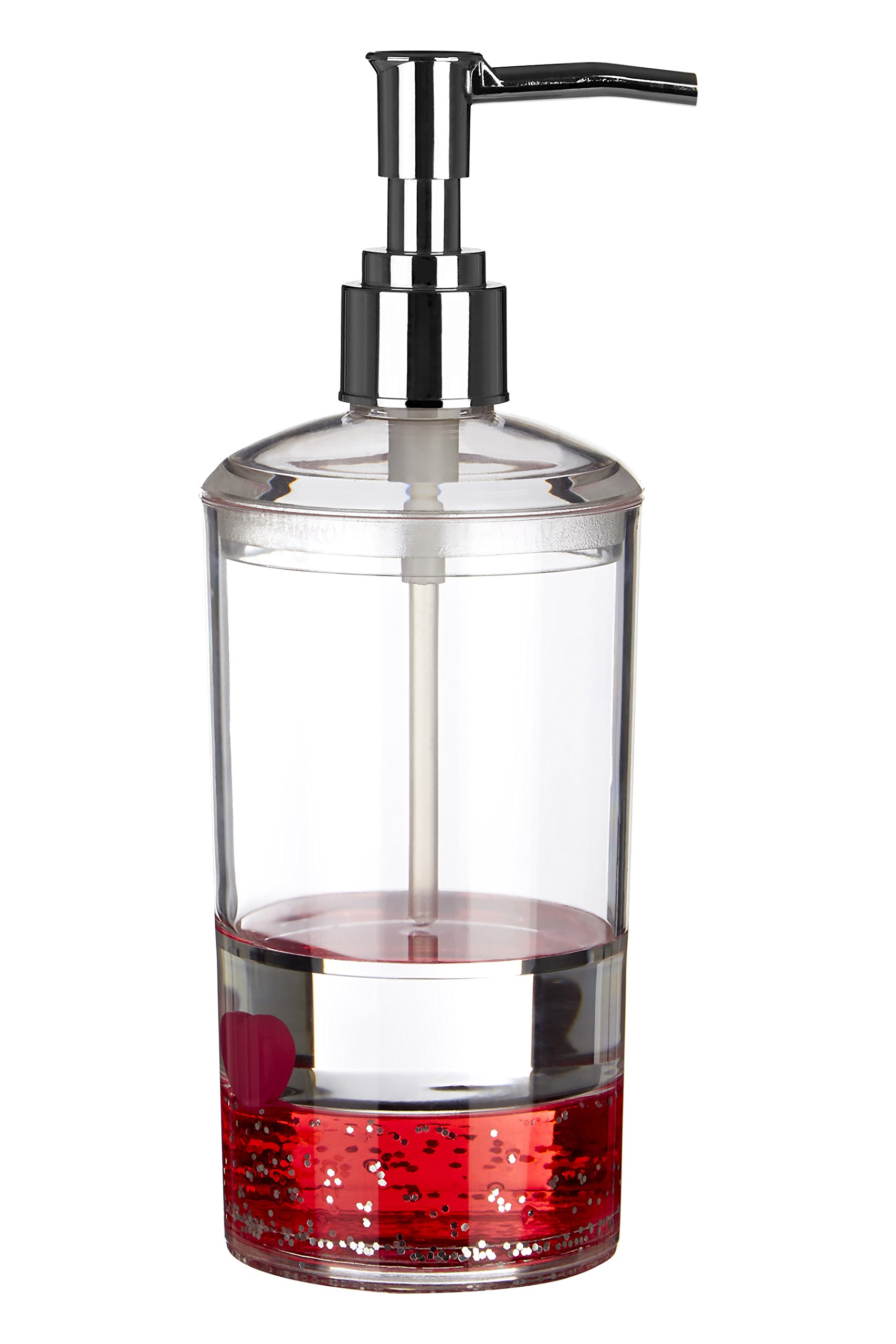Premier Housewares 1601655 Acrylic Lotion/Soap Dispenser, Clear/Red, 7 x 7 x 19 cm