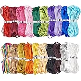 Elecrelive 1mm Silk Cord Rattail Satin Beading String 200 Yards 20 Colors Chinese Knotting Cord Nylon Macrame Nylon String for Necklace Bracelet Braided Jewelry Making