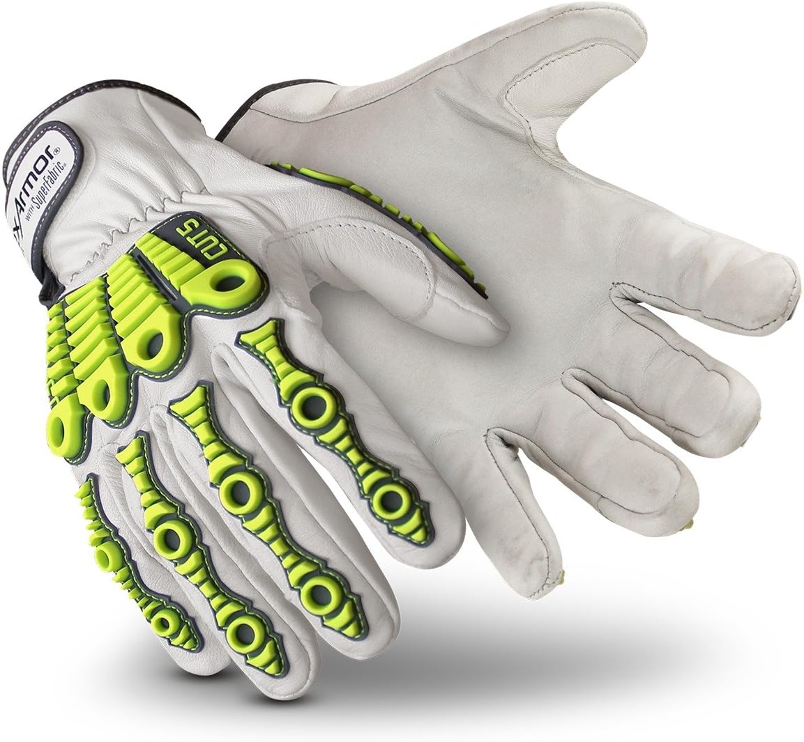 HexArmor 4080 Chrome Series Leather Impact Safety Work Gloves 7 S