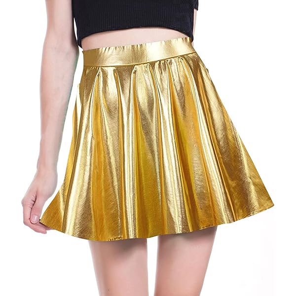 I’m matereal イマテリアルheart melts skirt デレス Amazon.com: UTTPLL Women's Shiny Flared Metallic Holographic