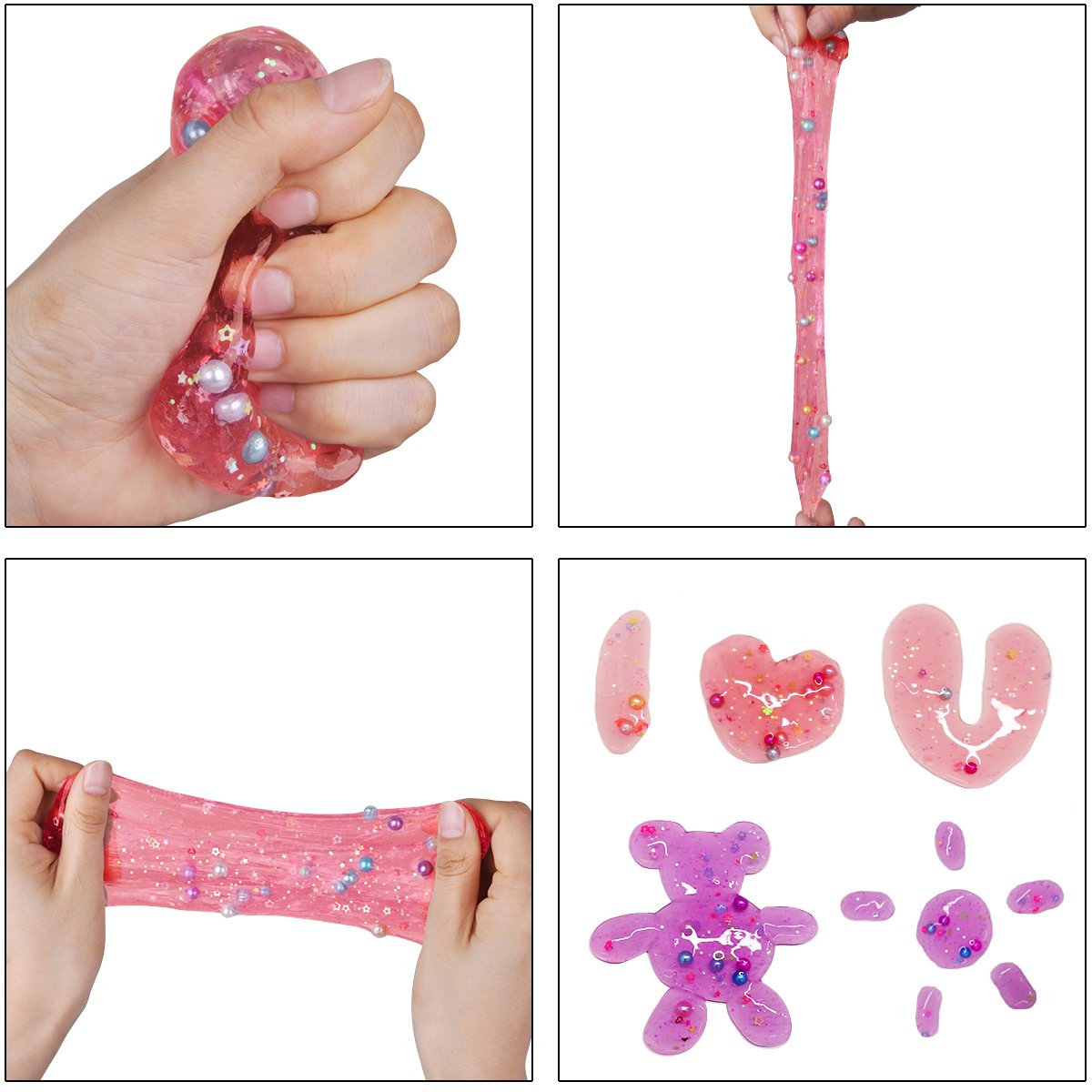 Egg Slime 4 Pack Non-Toxic Clear Crystal Slime Soft Jelly Clay Putty Mud Stress Relief Toy for Kids