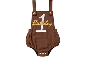 SINHOON Baby Boys Girls 1st Birthday Romper Baby First Birthday Outfit Boy Solid Color Jumpsuit Cake Smash Outfit