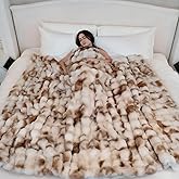 SpottedCozy Luxury Double-Sided Rabbit Fleece Faux Fur Twin Blanket, Camel Cozy Fluffy 3D Bubble Texture Blanket, Ultra Soft Plush Thick Warm for Couch Bedroom Home Boho Decor Gift, 60" x 80"