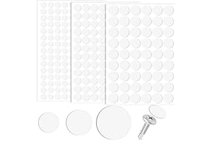 Pndeyo 290pcs Self-Adhesive Screw Cover Stickers, PVC Non-Faded Screw Hole Cover Caps, 12mm 15mm 21mm Dustproof Sticky Decals for Various Furniture Cabinet- White