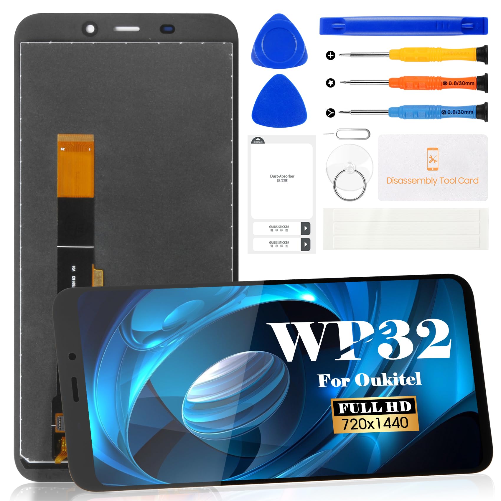 For Oukitel WP32 LCD Display For Oukitel WP32 Screen Replacement Touch Digitizer Assembly Repair Kits (Black,Without Frame)