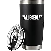 Panvola Allegedly Lawyer Mug Funny Graduation Gift For Law Student Teacher Attorney Vacuum Insulated Tumbler With Straw Lid Funny Stainless Steel Drinkware Black (20 oz)