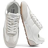 LUCKY STEP Women's Retro Fashion Sneakers Thin Sole Tennis Casual Anti-Slip Cow Suede Running Trainer Gym Trendy Classic Comfortable Lightweight Walking Shoes