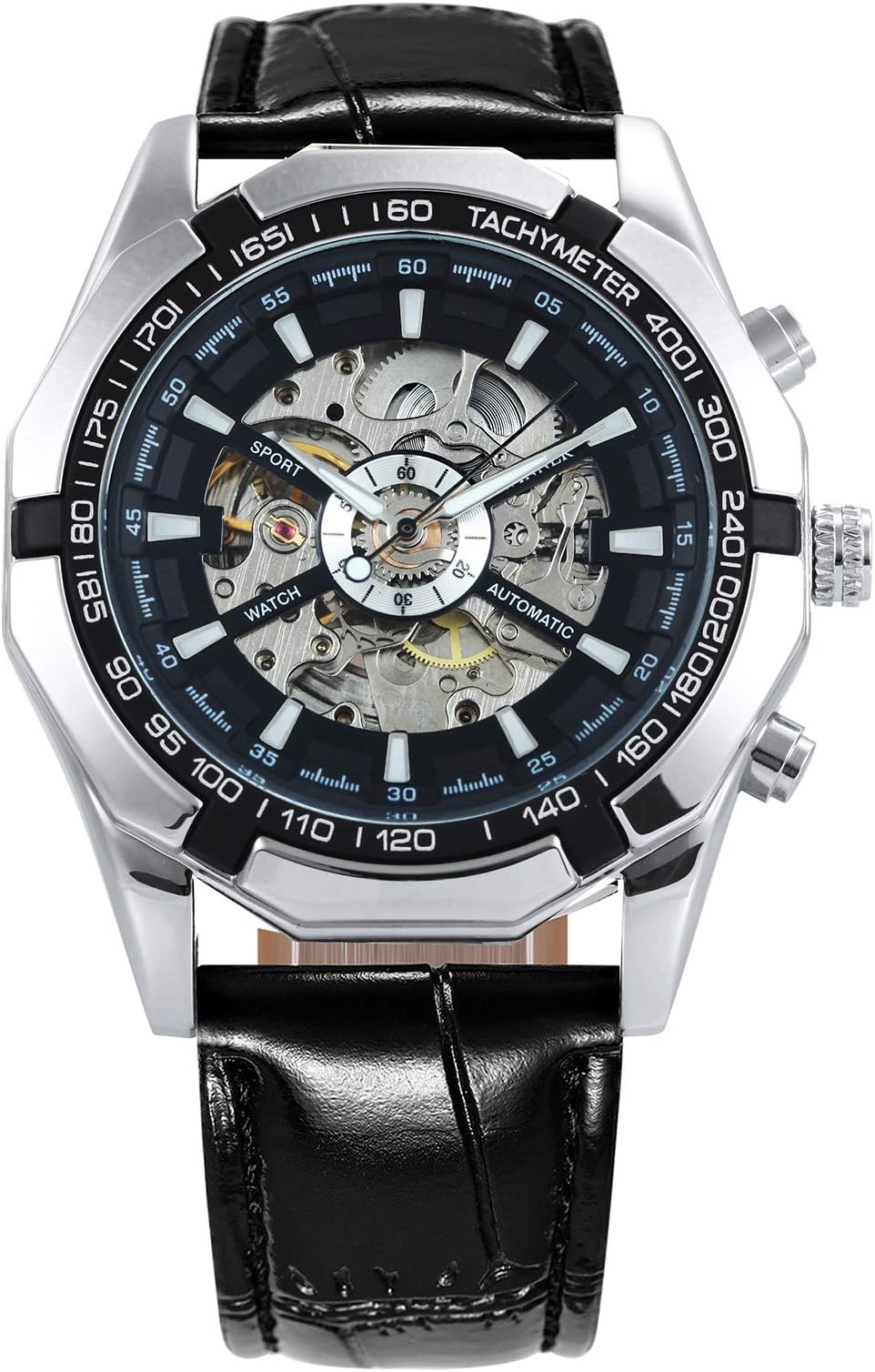 Top Brand Luxury Golden Mechanical Watches Men Skeleton Automatic Watch Leather Strap Analog Wristwatch