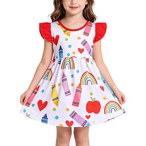 nebljgo Toddler Girls Football Dress Baseball Print Short Sleeve Dress Summer Outfits 2-8Y
