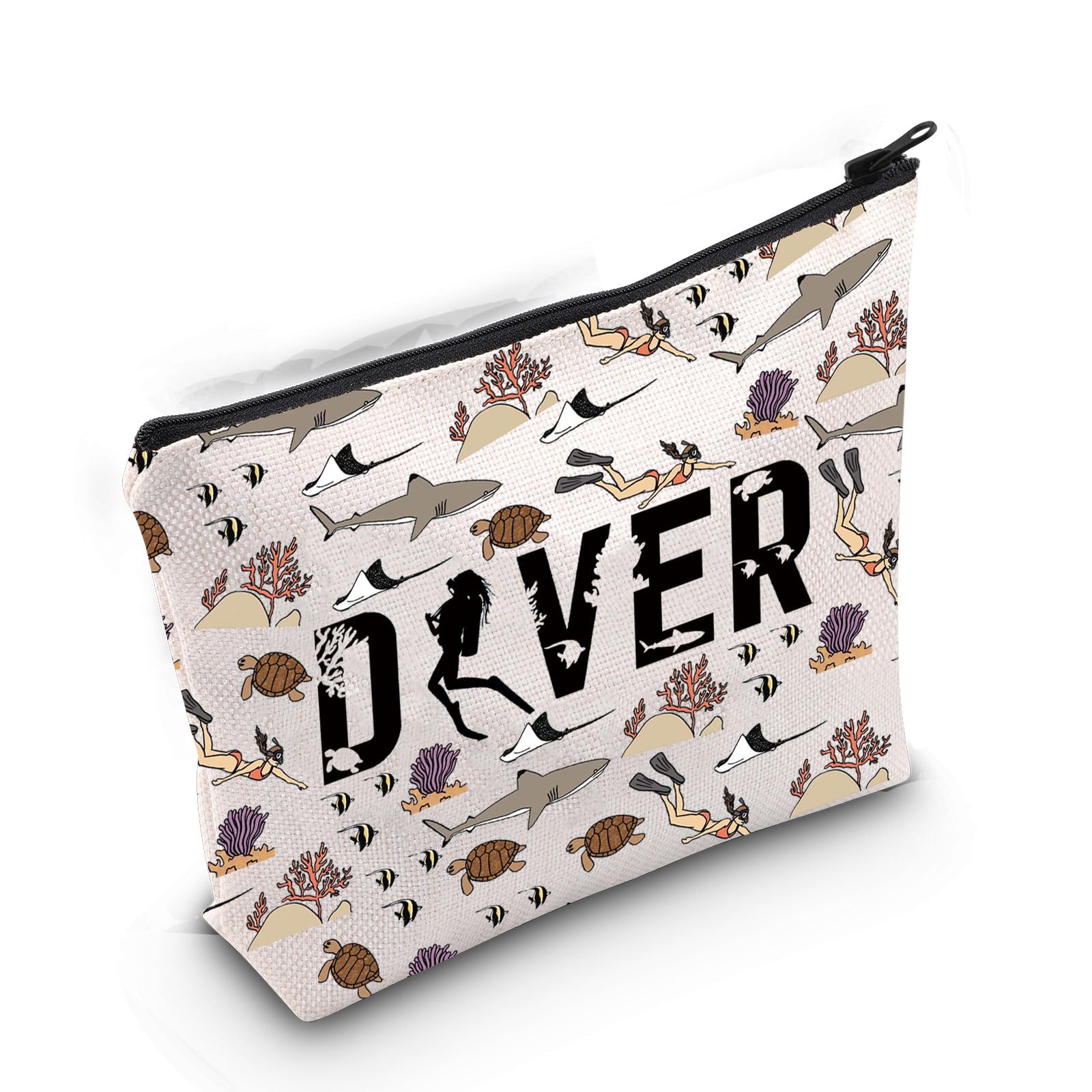 Diver Makeup Bag Diver Themed Gift for Scuba Diver Gifts for Women Swim Lover Gift Scuba Diving Zipper Pouch (Diver 3uk)