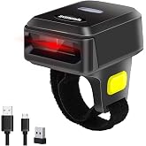 Portable Ring Bluetooth Barcode Scanner Wireless 2.4Ghz &amp;USB Wired 3 in 1 Connection Windows.Mac OS.Android.Portable Wearable Mini Finger Bar Code scanners