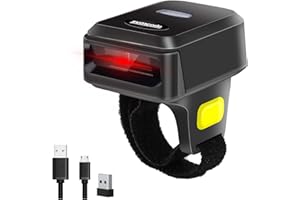 SYMCODE Portable Ring Bluetooth Barcode Scanner Wireless 2.4Ghz &USB Wired 3 in 1 Connection Windows.Mac OS.Android.Portable Wearable Mini Finger Bar Code scanners
