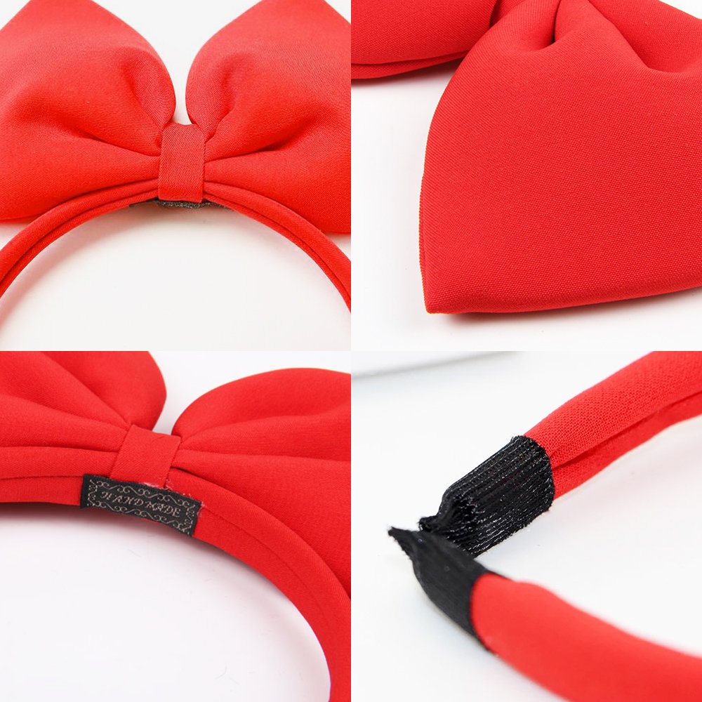 Bow Headband Red Bowknot Headband Big Bow Hair Hoop Cute Girls Kids Party Decoration Headdress Cosplay Costume Headwear Halloween Makeup Handmade Headpiece Hair Band Elastic Hair Accessories 1 Pack : Beauty