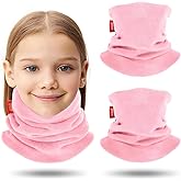 Aegend Neck Warmer for Kids 2 Pack, Double-Layer Fleece Ski Neck Gaiter for Boys Girls Youth Winter Cold Weather Scarf