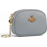 imeetu Women Leather Coin Purse, Small 2 Zippered Change Pouch Wallet