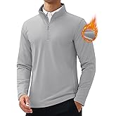 MAGCOMSEN Quarter Zip Pullover Men 1/4 Zip Golf Jacket Fleece Lined Water Resistant Sweatshirt 2 Zipper Pockets Winter