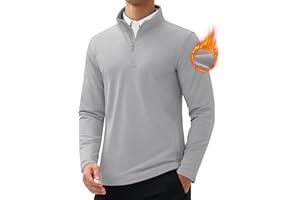 MAGCOMSEN Quarter Zip Pullover Men 1/4 Zip Golf Jacket Fleece Lined Water Resistant Sweatshirt 2 Zipper Pockets Winter