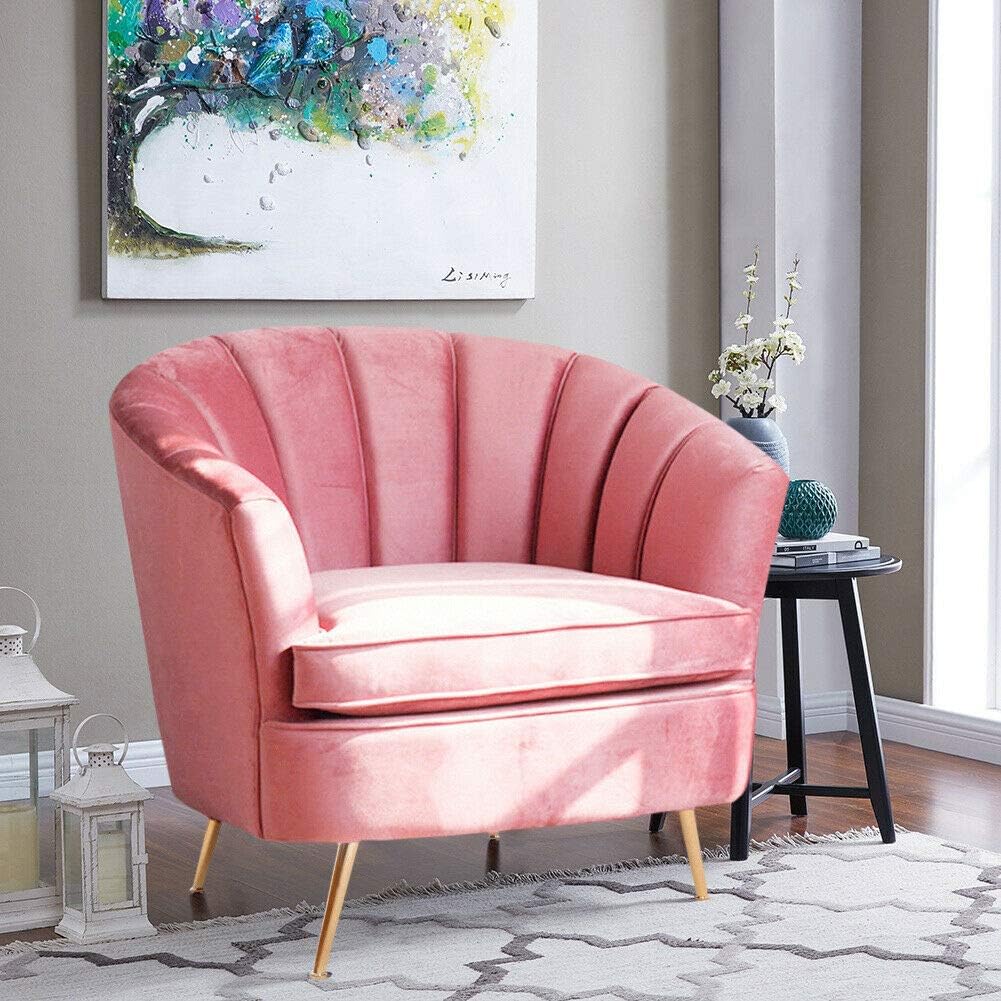 Sanery Armchair Velvet Upholstered Accent Chair Lounge Chair with Solid Wooden Legs for Living Room Bedroom,Aqua blue
