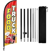 Swooper Flag Banner & Feather Flags for Food Trucks, 8FT Advertising Banners with Pole & Ground Stake
