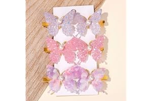 6PCS Butterfly Hair Clips for Girls Women – Glitter Toddler Hair Clips with Gold Alligator Clips, Sparkly Teens Girl Hair Acc