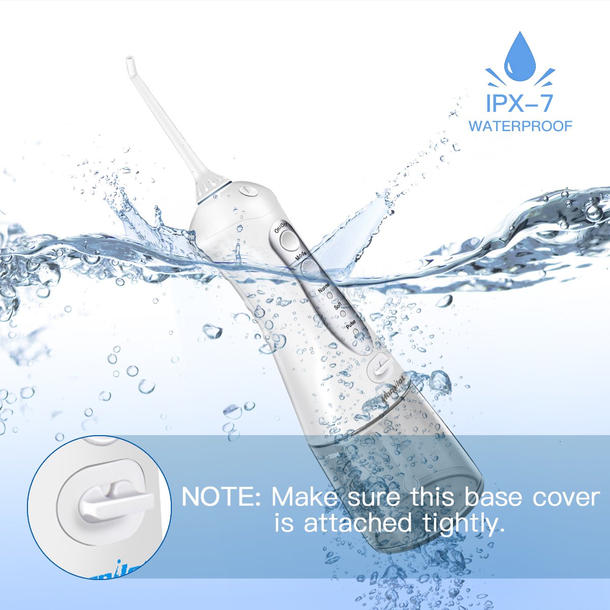 Water Flosser for Teeth,Power Floss Water Jet with 4 Jet Nozzles for Teeth Clean,200ml Detachable Reservoir,IPX7 Waterproof, USB Rechargeable, 3 Water Pressure and FDA Approved - Gray