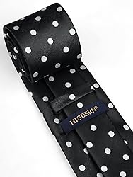 HISDERN Mens Ties Classic Black Tie and Pocket