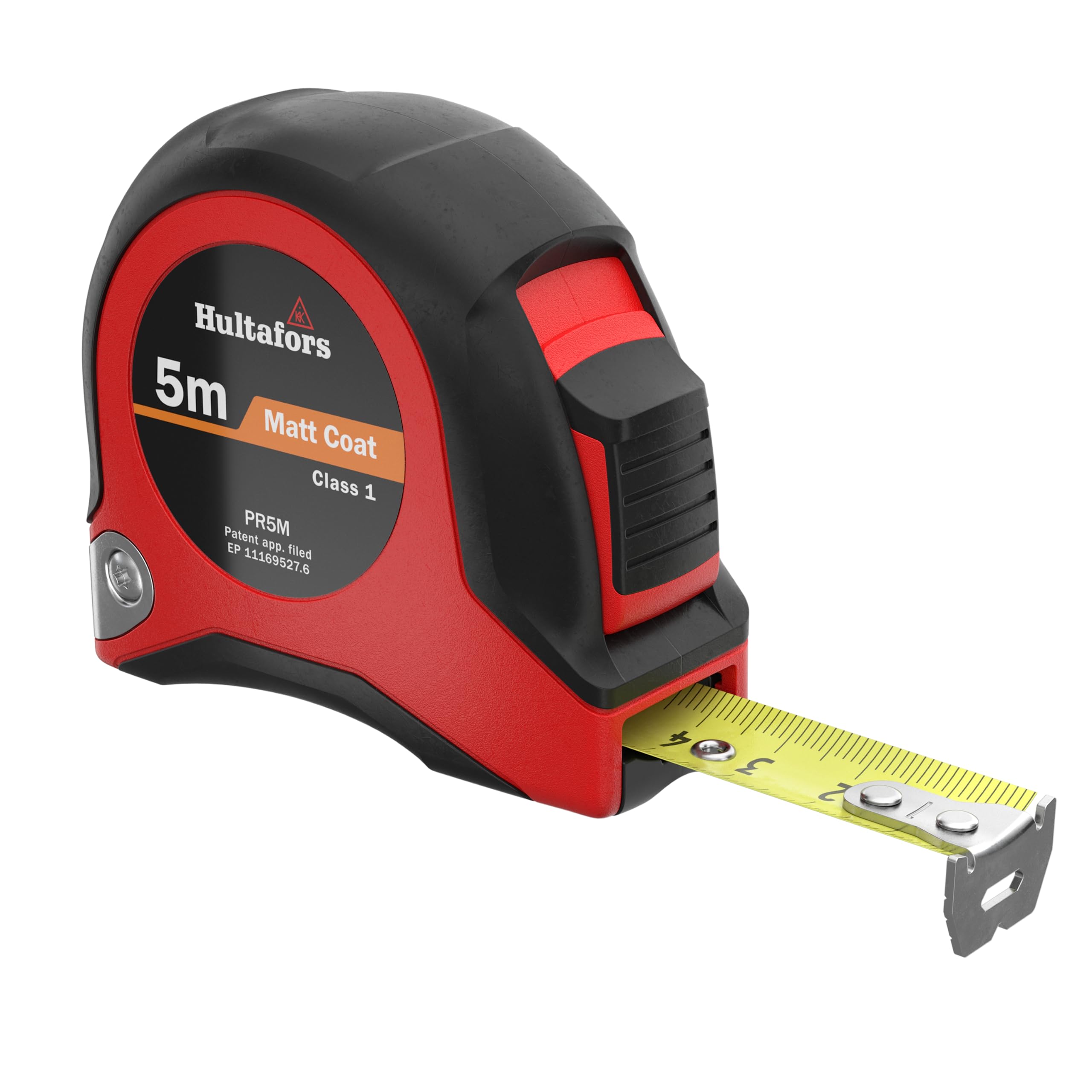 Tape measure 5 m by Hultafors I Accuracy class I Made in UK I With movable end hook I I Roller tape measure with locking function and millimetre scale I 350203