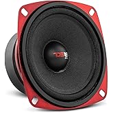 DS18 PRO-X4M Loudspeaker - 4", Midrange, Red Steel Basket, 200W Max, 100W RMS, 8 Ohms - Premium Quality Audio Door Speakers for Car or Truck Stereo Sound System (1 Speaker), Classic