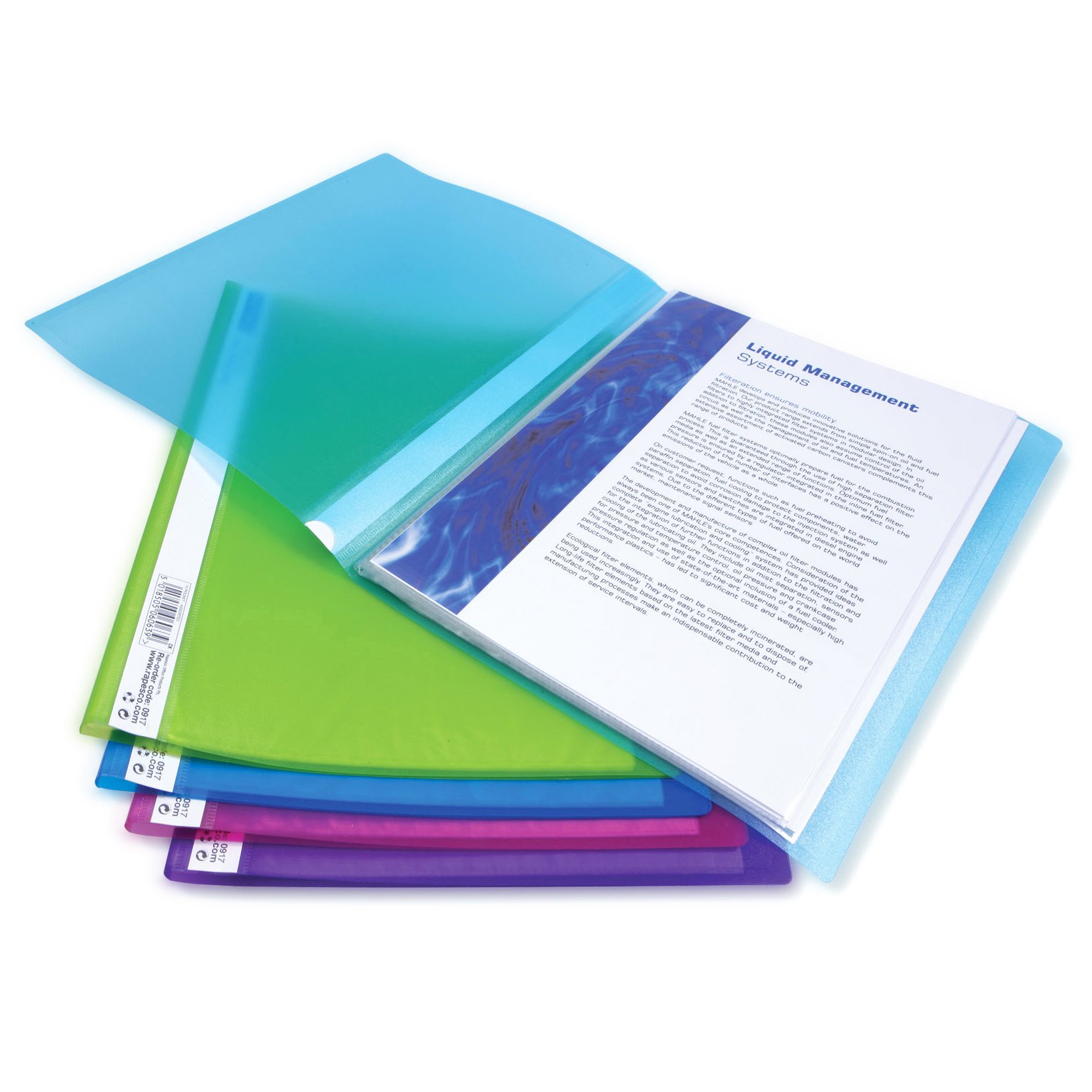 Rapesco 0915 Flexible Display Book, 10 Pockets, A4, Assorted Colours, Pack of 10