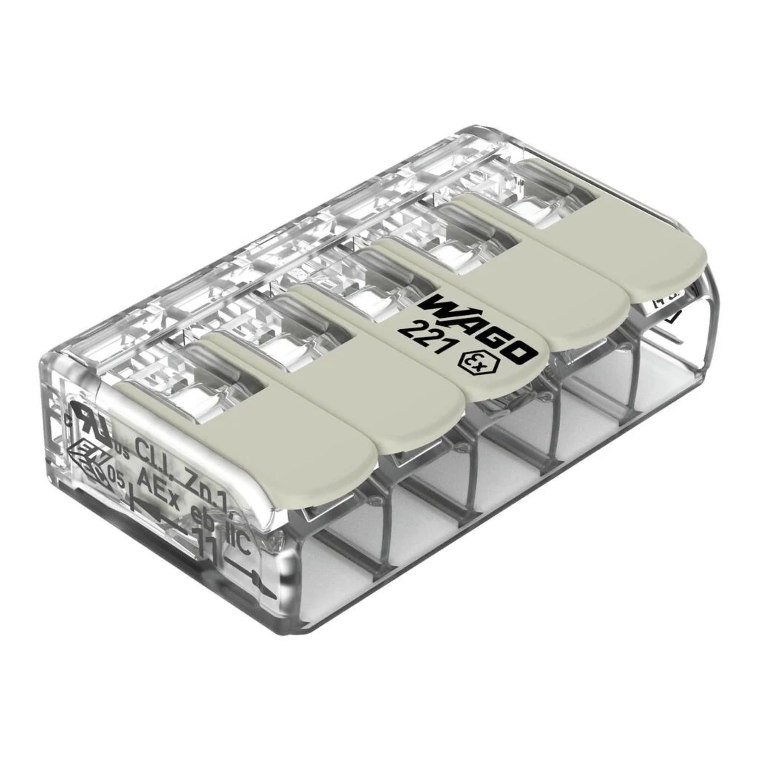 WAGO 221-485 Compact Connection Clamps Ex 5-Conductor 4 mm², Pack 25