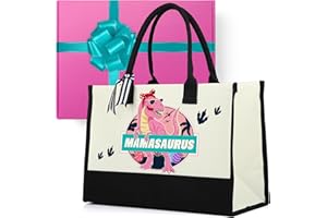 PRINLUCK Gifts for Mom Mothers Day, Mothers Day Wife Gifts from Husband, Mothers Day Mom Gifts from Daughter Son, Mom Gifts for Mothers Day Christmas Birthday Gifts for Her Women, Mamasaurus Canvas Tote Bag