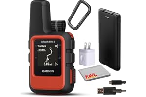 Garmin inReach Mini 2 Compact Satellite Communicator, Lightweight Rugged Design, Portable GPS Handheld for Hiking, Two-Way Text Messaging Device Bundle with Accessories (Flame Red)