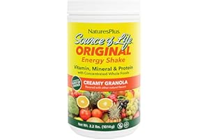 NaturesPlus Source of Life Energy Shake - 2.2 lbs Multivitamin, Mineral & Protein Powder - Granola Flavor - Whole Food Meal Replacement - Non-GMO, Vegetarian, Gluten-Free - 26 Servings