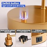 Homelist Gold Bedside Lamp Set of 2 with USB Dimmable LED Bulbs view 8