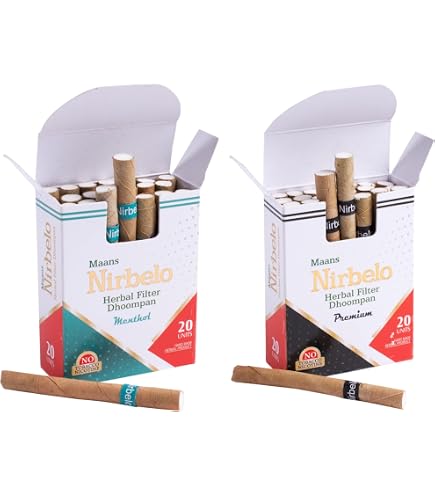 NIRBELO Ice Mint Flavored Herbal Filter Sticks | Tobacco & Nicotine Free | Plant-Based Herbal Blend | Individually Filtered