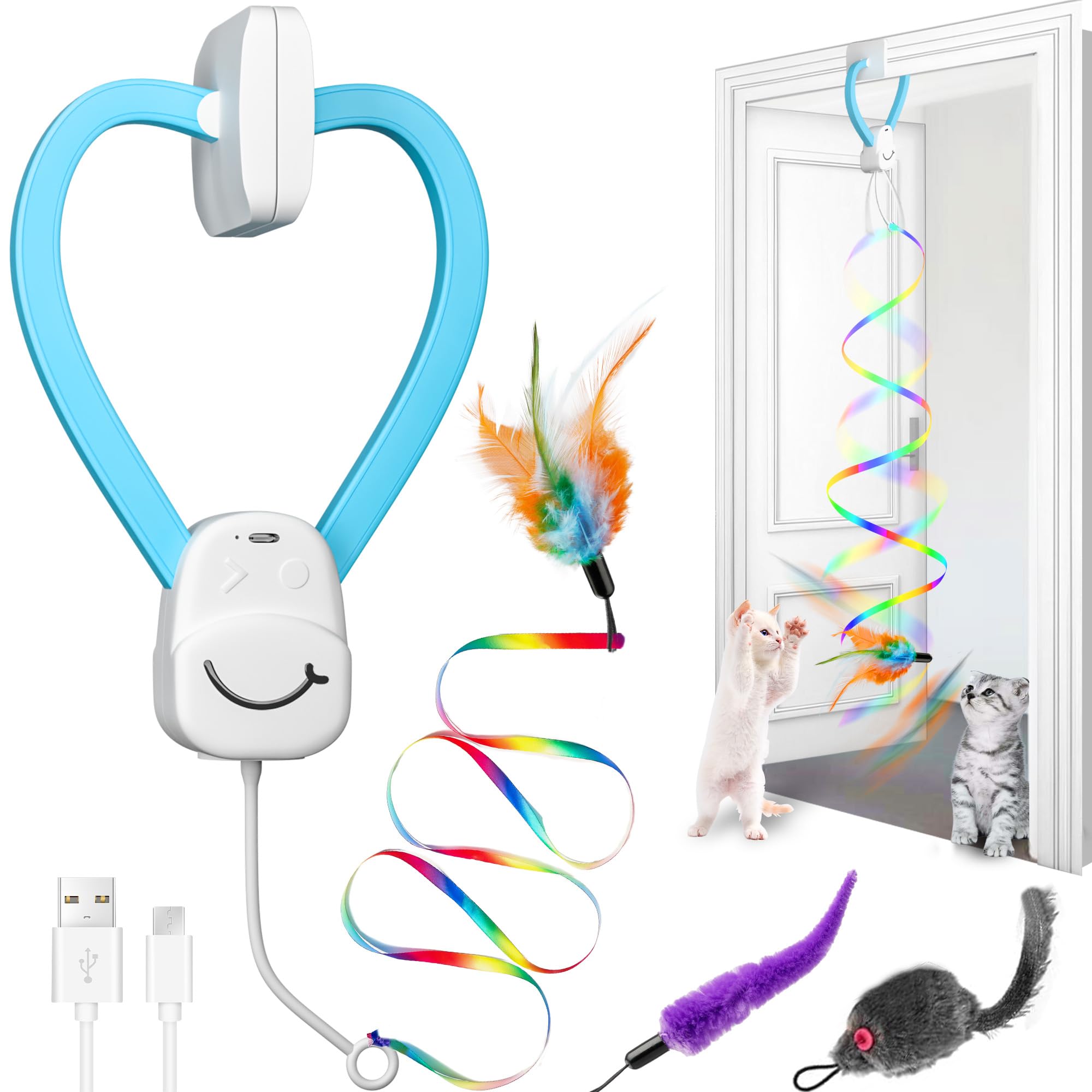 Photo 1 of *UNTESTED*
Interactive Cat Toys for Indoor Cats,Automatic String Feather Wand Teaser Enrichment Toy,USB-Rechargeable,Safe Self Play Chase Exercise,Hanging Cat Door Frame Toy for Bored Indoor Adult & Kitten Cats